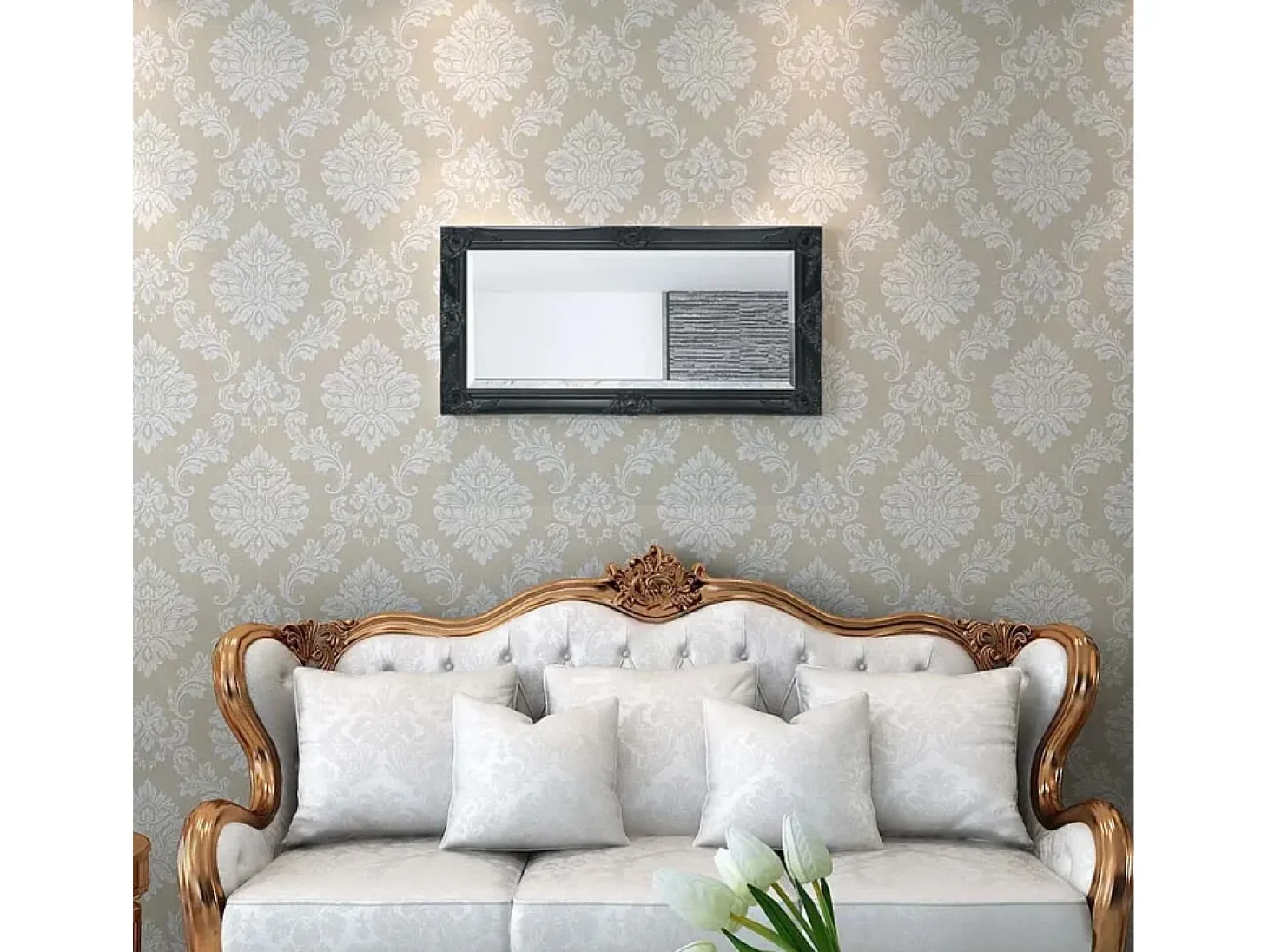 Espejo de pared estilo barroco 100x50 cm negro ES537820