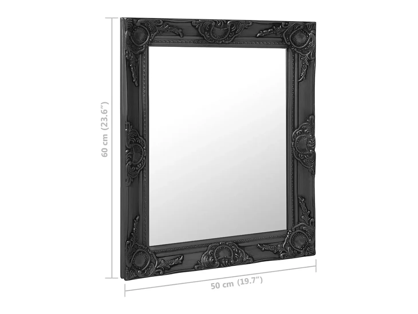 Espejo de pared estilo barroco 50x60 cm negro