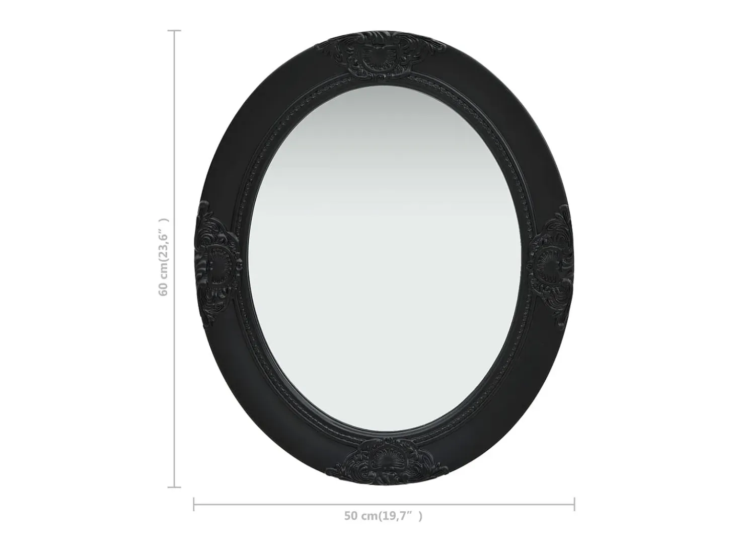 Espejo de pared estilo barroco 50x60 cm negro