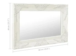 Espejo de pared estilo barroco 60x40 cm Blanco