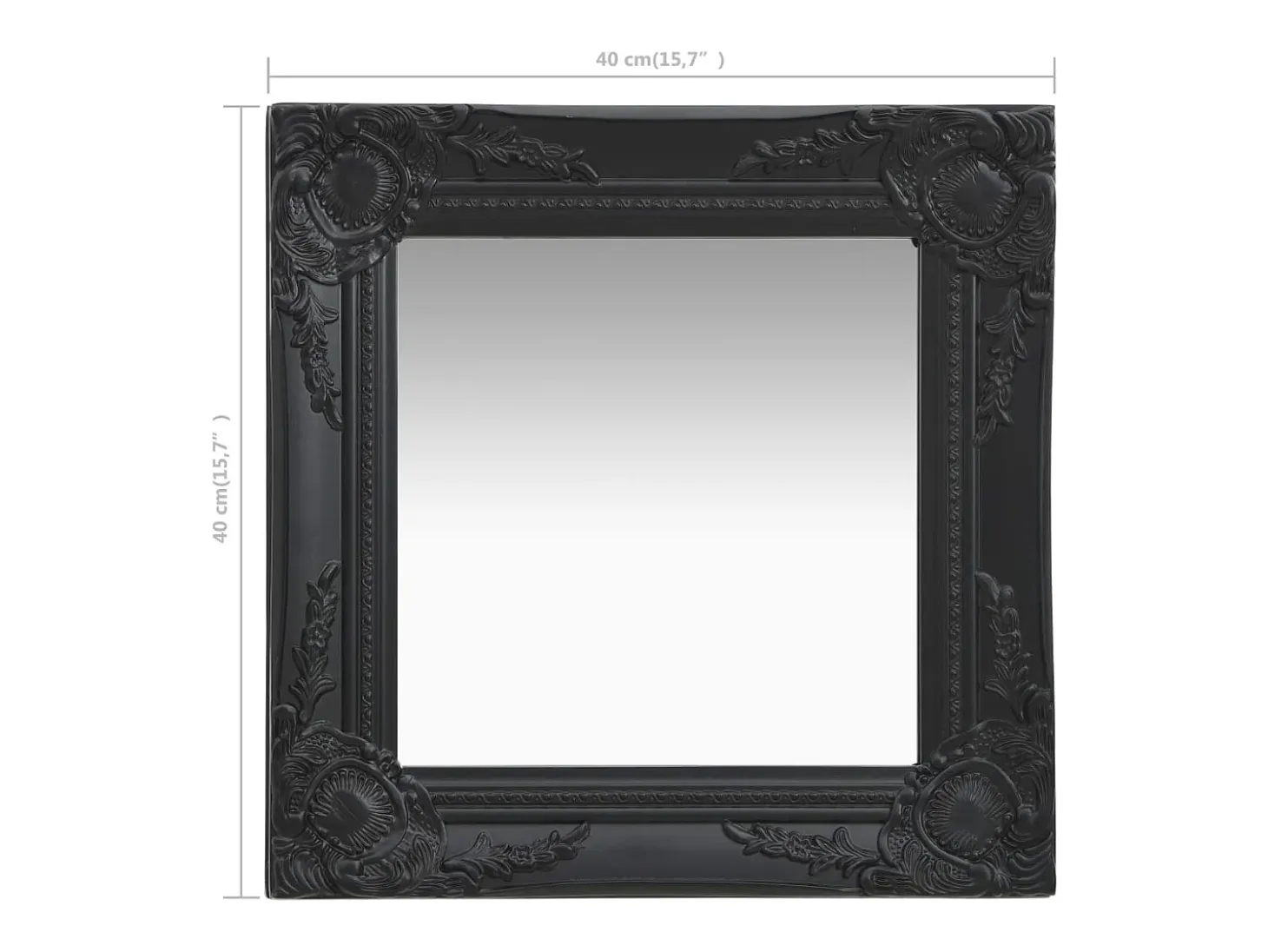 Espejo de pared estilo barroco 40x40 cm negro