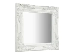 Espejo de pared estilo barroco blanco 40x40 cm ES342150