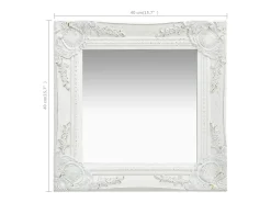 Espejo de pared estilo barroco blanco 40x40 cm ES342150
