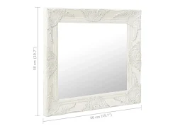 Espejo de pared estilo barroco 50x50 cm Blanco