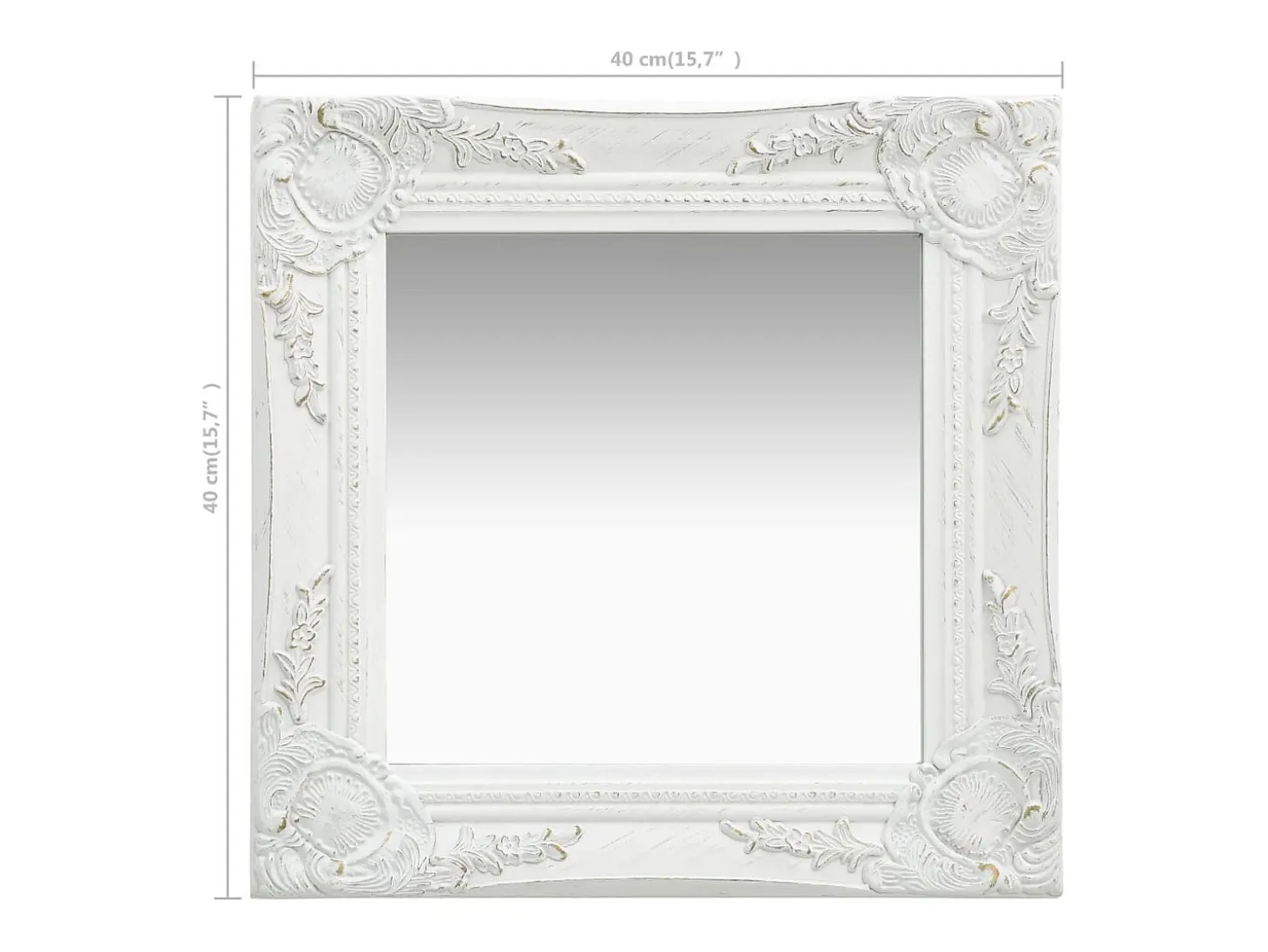 Espejo de pared estilo barroco 40x40 cm Blanco