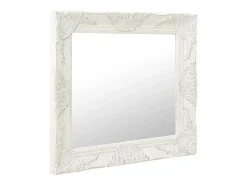 Espejo de pared estilo barroco blanco 60x60 cm ES435492