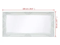 Espejo de pared estilo barroco 100x50 cm blanco