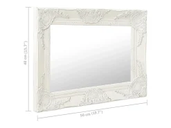 Espejo de pared estilo barroco 50x40 cm Blanco