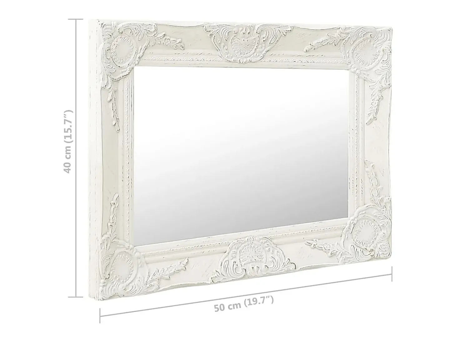 Espejo de pared estilo barroco 50x40 cm Blanco