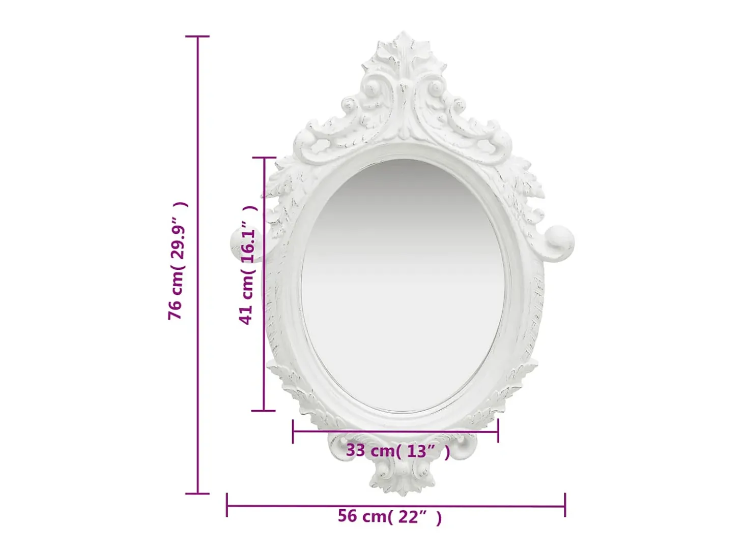 Espejo de pared estilo castillo blanco 56x76 cm ES613790