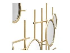 Espejo de pared geométrico dorado con múltiples espejos redondos 117x61cm Gloxy