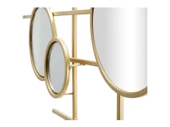 Espejo de pared geométrico dorado con múltiples espejos redondos 117x61cm Gloxy