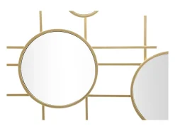 Espejo de pared geométrico dorado con múltiples espejos redondos 117x61cm Gloxy