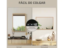 Espejo de pared Malva Homcom con marco natural 70x50x2 cm