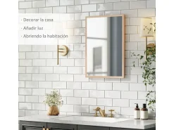 Espejo de pared Malva Homcom con marco natural 70x50x2 cm