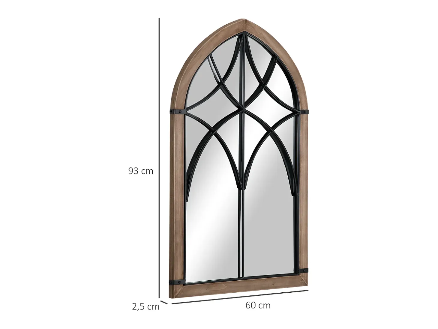 Espejo de pared marrón 93x60x2.5 cm HOMCOM