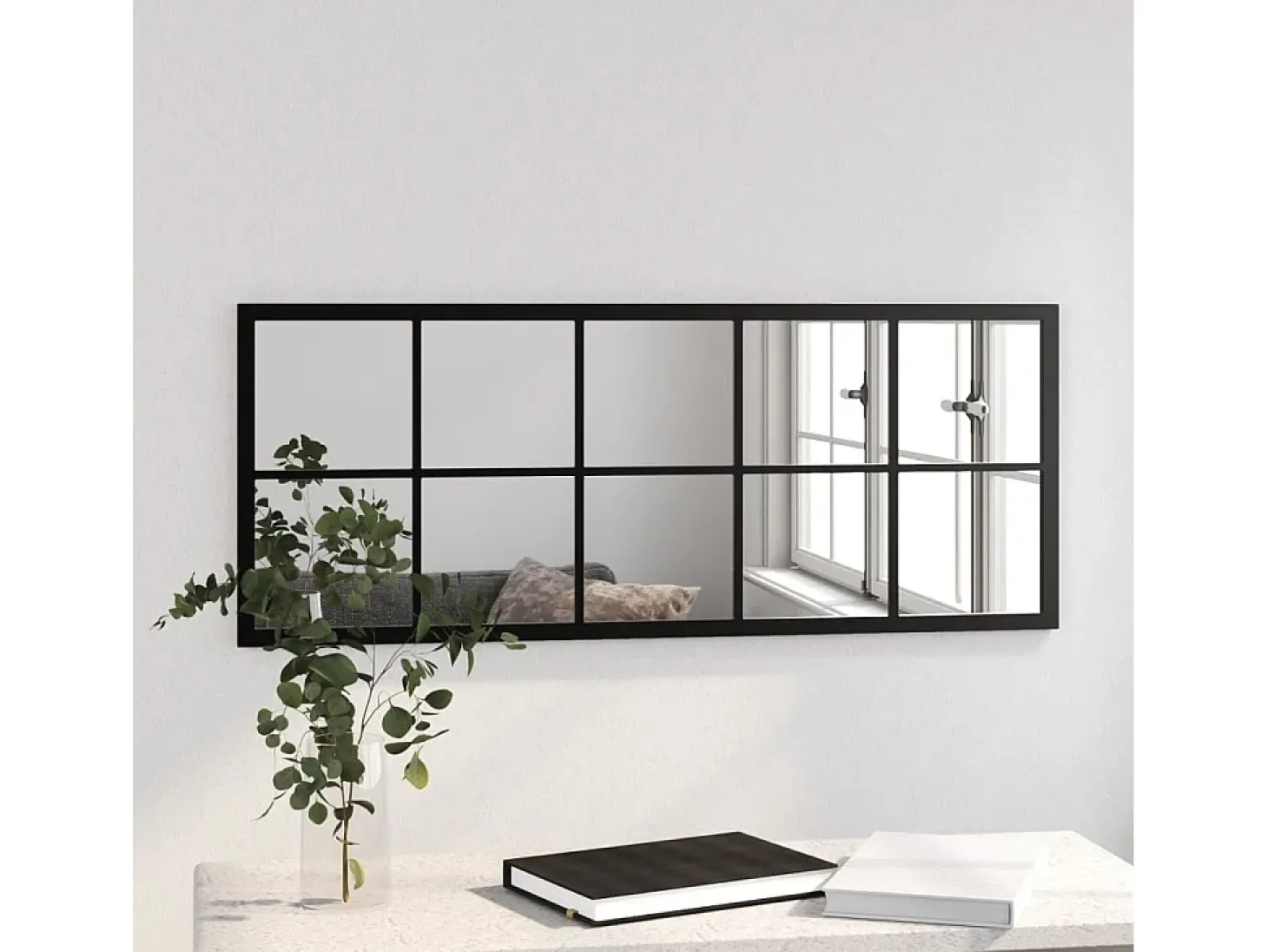 Espejo de pared metal negro 100x40 cm ES146676