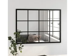 Espejo de pared negro de metal 80x60 cm