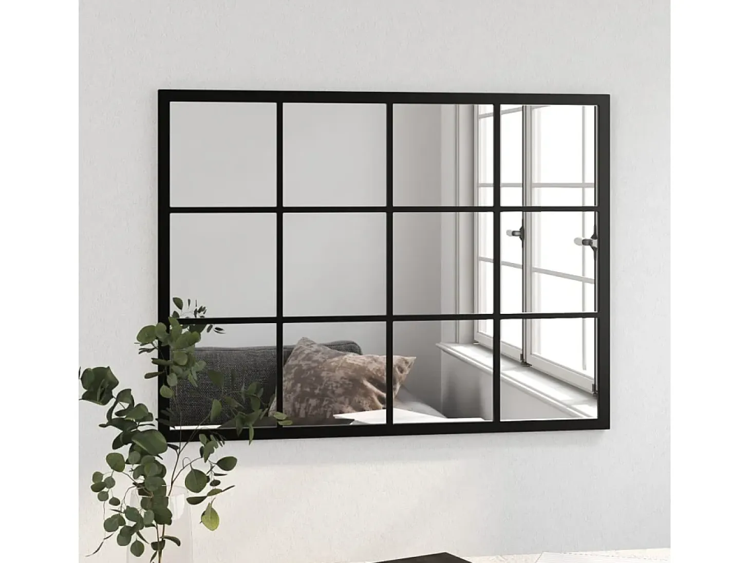 Espejo de pared negro de metal 80x60 cm