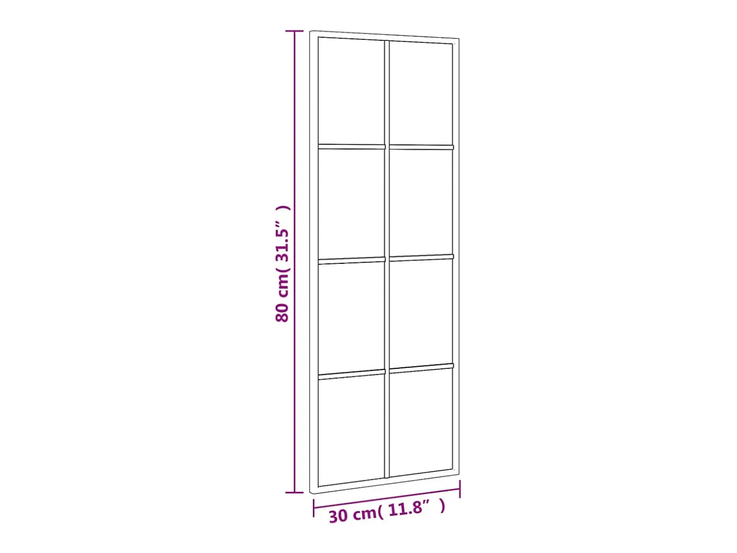 Espejo de pared negro 30x80 cm rectangular hierro