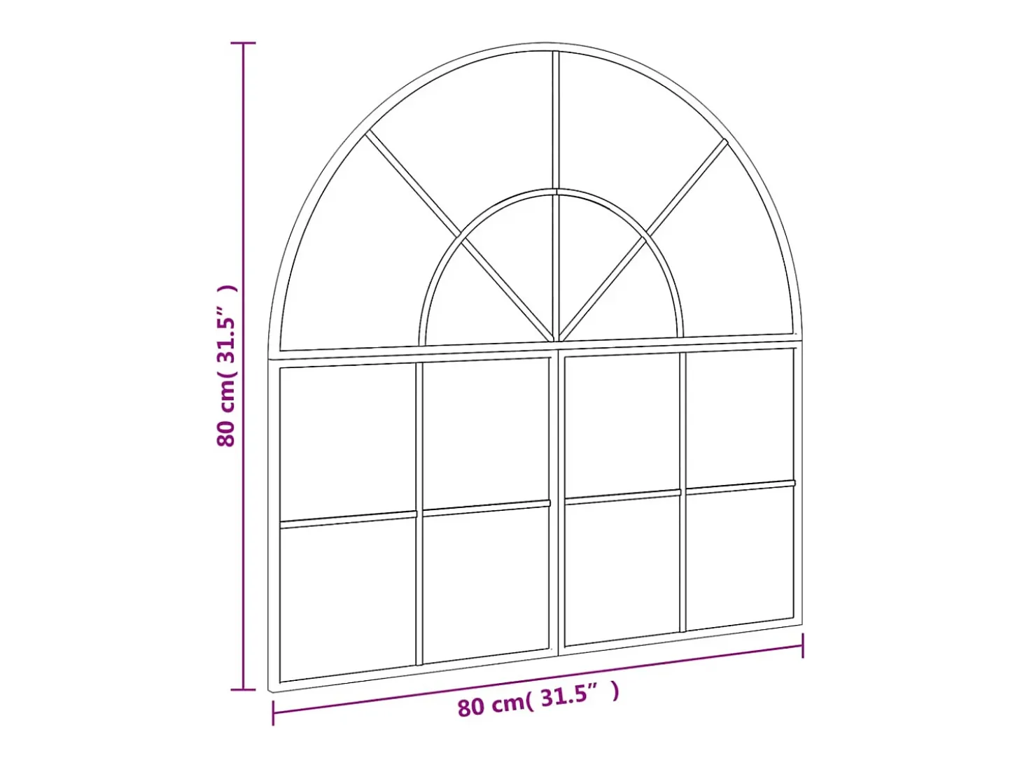 Espejo de pared negro 80x80 cm arco de hierro