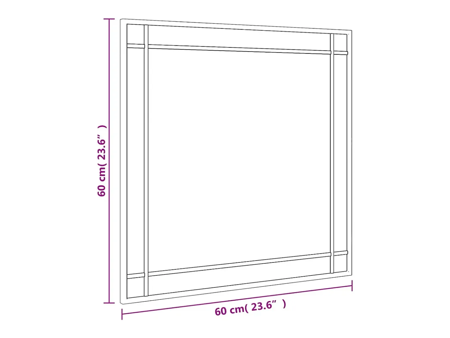 Espejo de pared negro 60x60 cm cuadrado de hierro