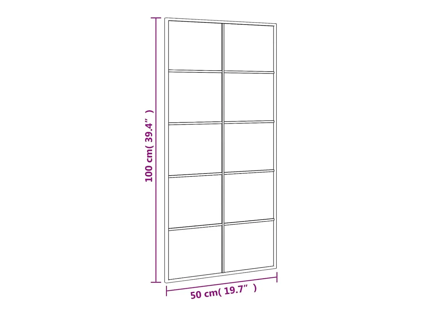 Espejo de pared negro 50x100 cm rectangular hierro