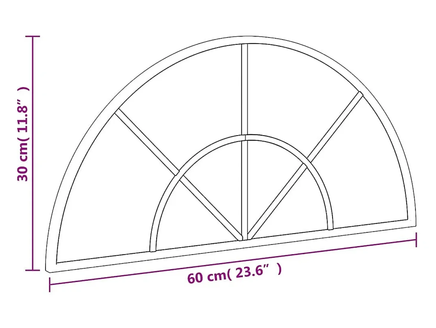 Espejo de pared negro 60x30 cm arco de hierro
