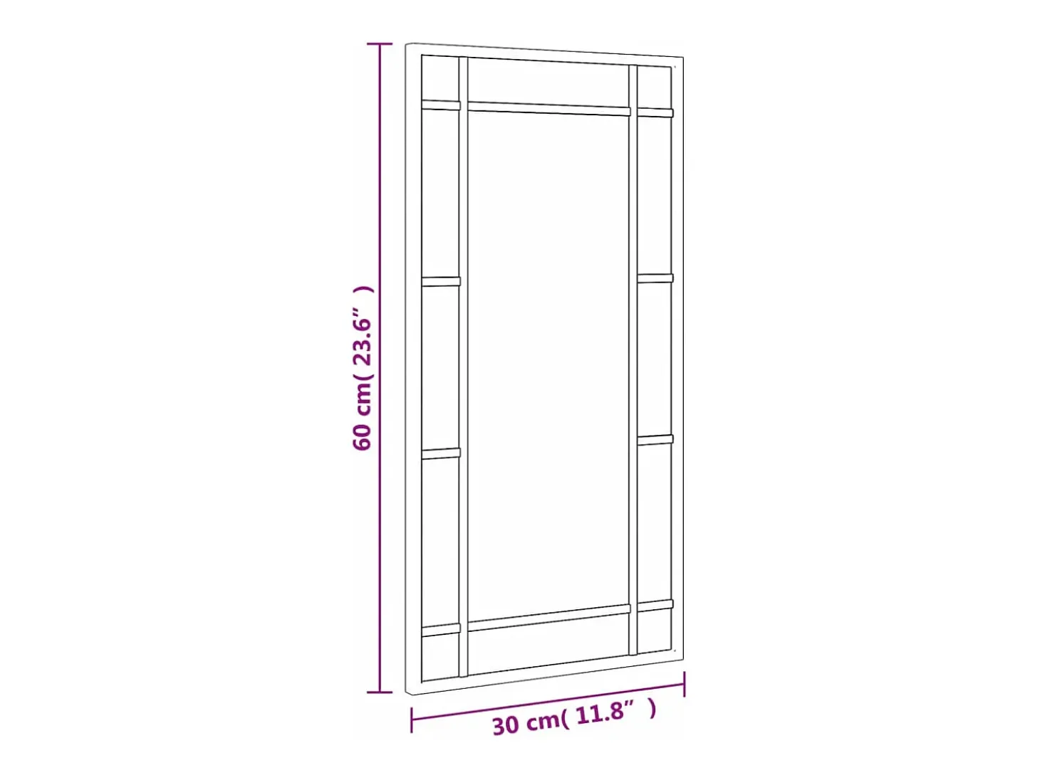 Espejo de pared negro 30x60 cm rectangular de hierro