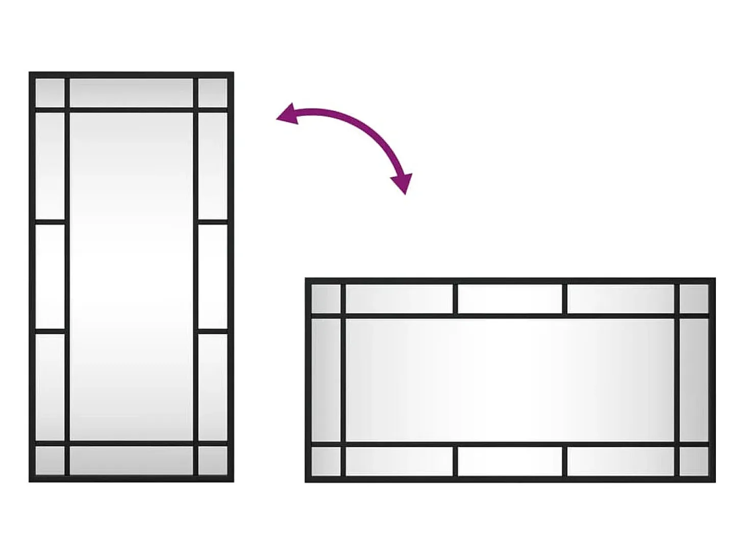 Espejo de pared negro 30x60 cm rectangular de hierro
