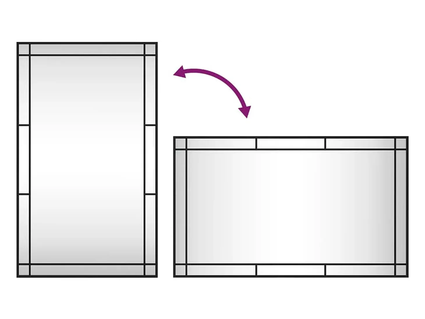 Espejo de pared negro 60x100 cm rectangular hierro