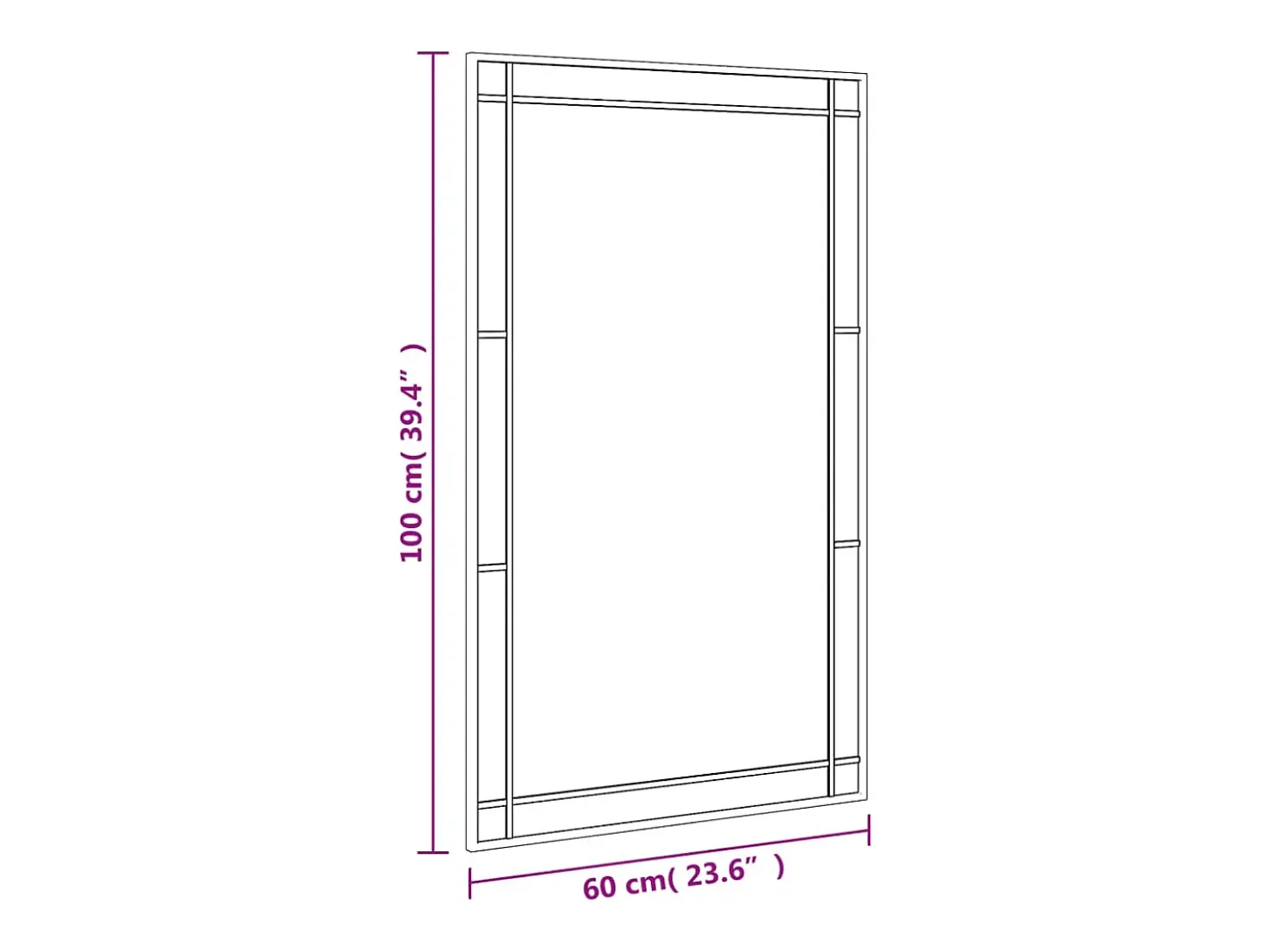 Espejo de pared negro 60x100 cm rectangular hierro