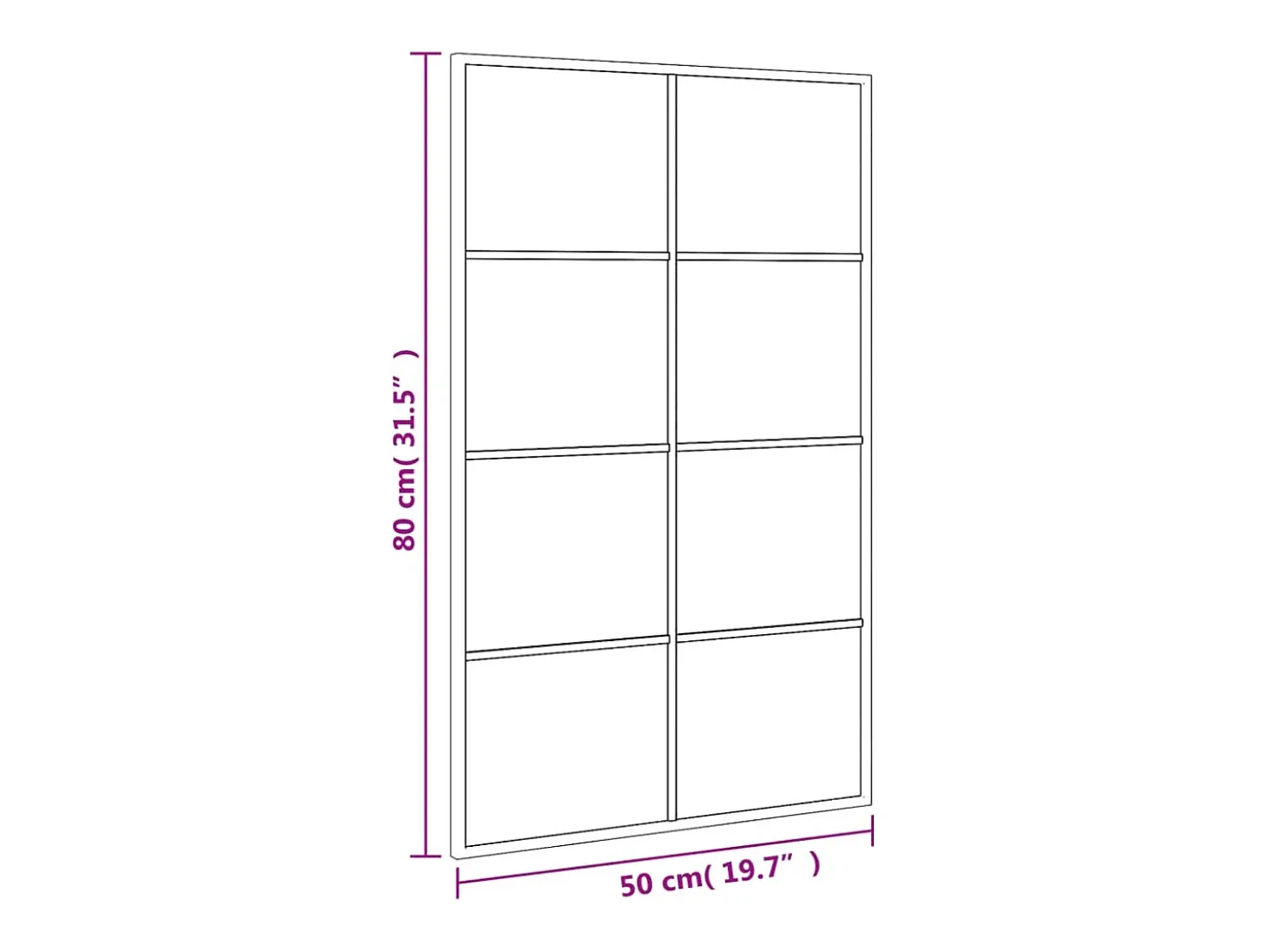 Espejo de pared negro 50x80 cm rectangular hierro