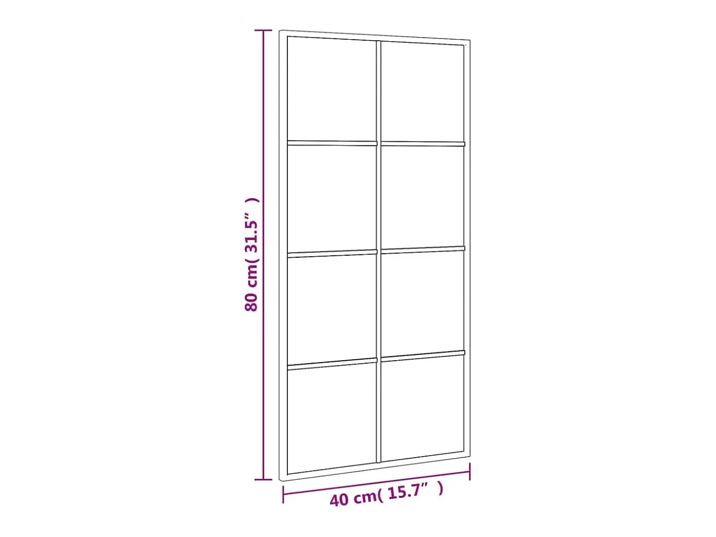 Espejo de pared negro 40x80 cm rectangular hierro