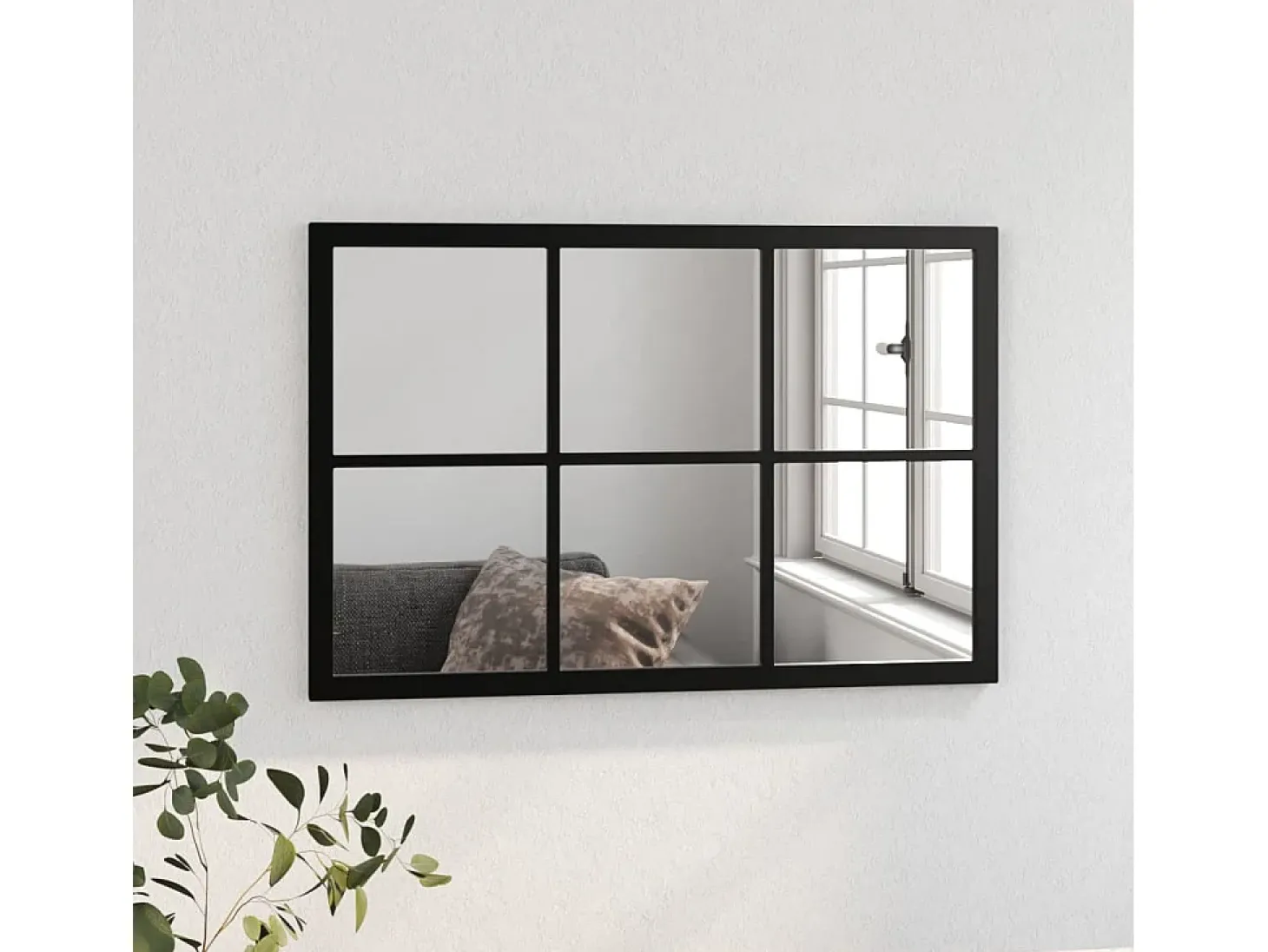 Espejo de pared negro 60x40 cm metal