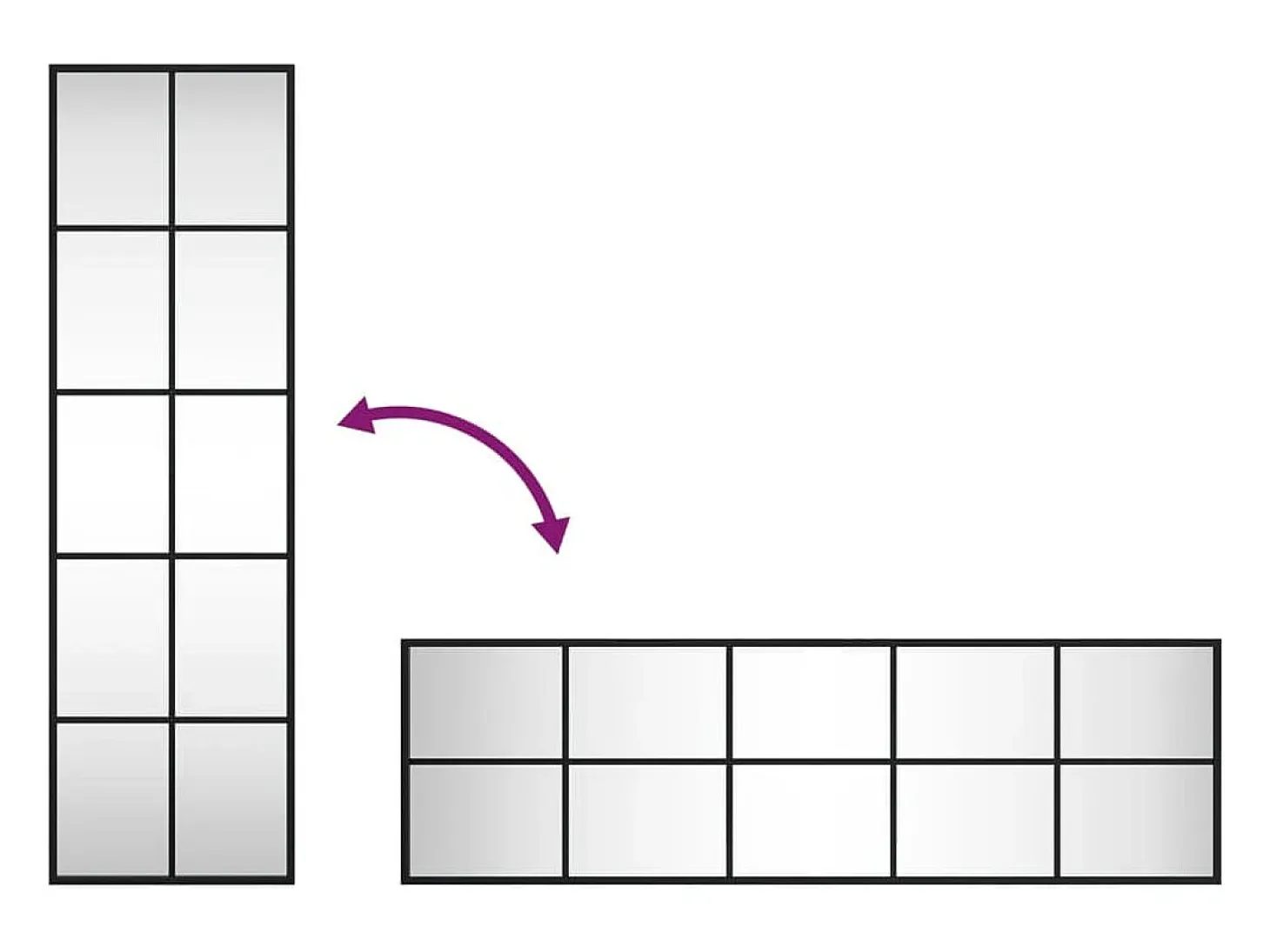 Espejo de pared negro 30x100 cm rectangular hierro