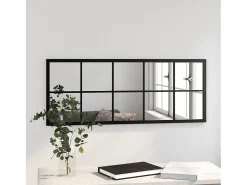 Espejo de pared negro 100x40 cm metal