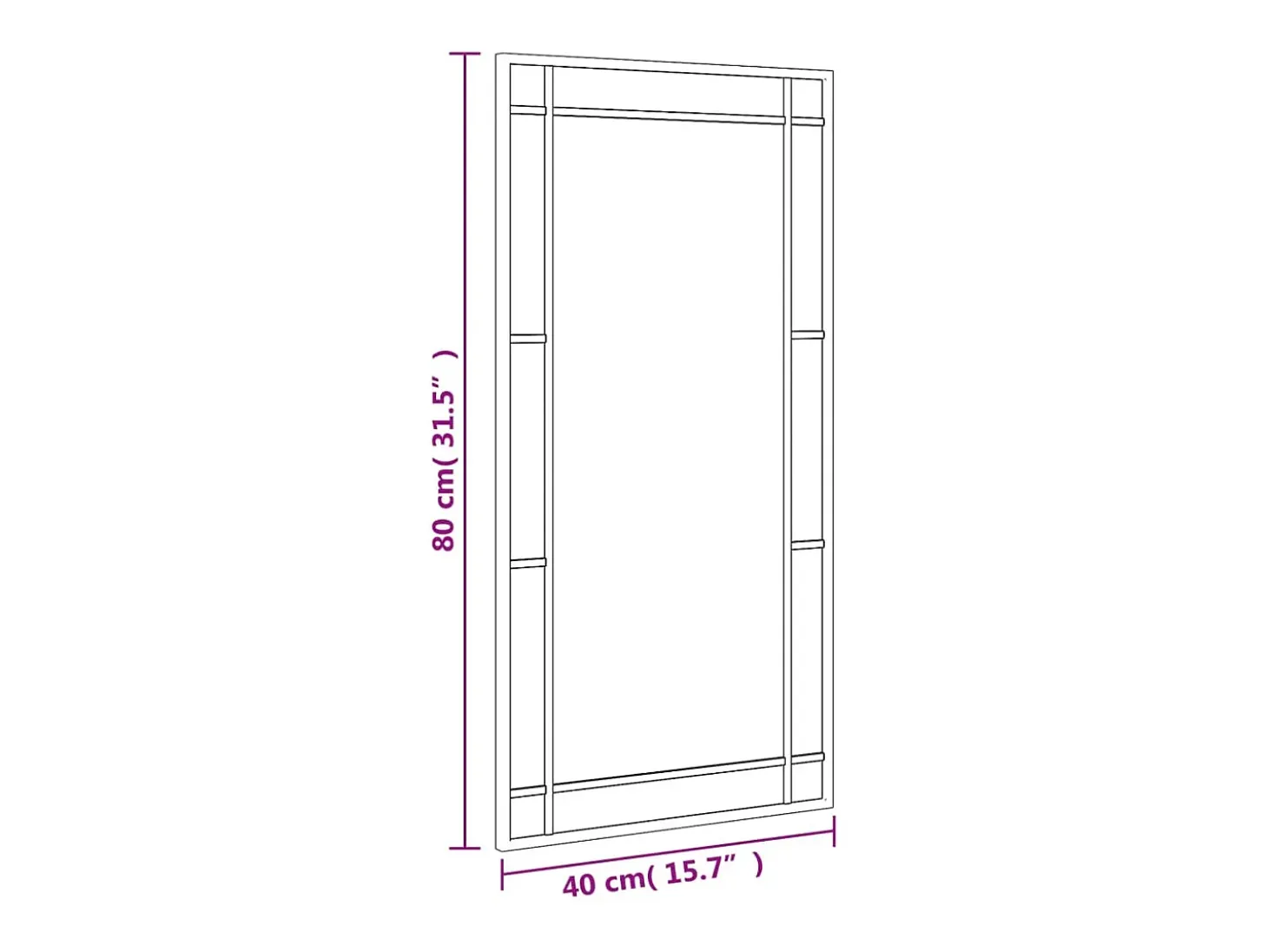 Espejo de pared negro 40x80 cm rectangular hierro