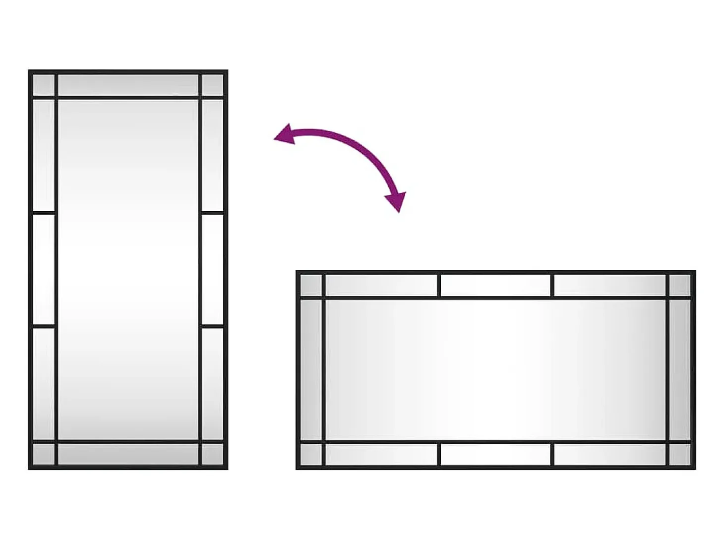Espejo de pared negro 40x80 cm rectangular hierro