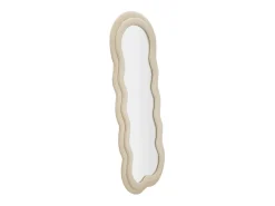 Espejo de pared o de pie diseño ondulado en terciopelo 60x160cm Miki - Crema