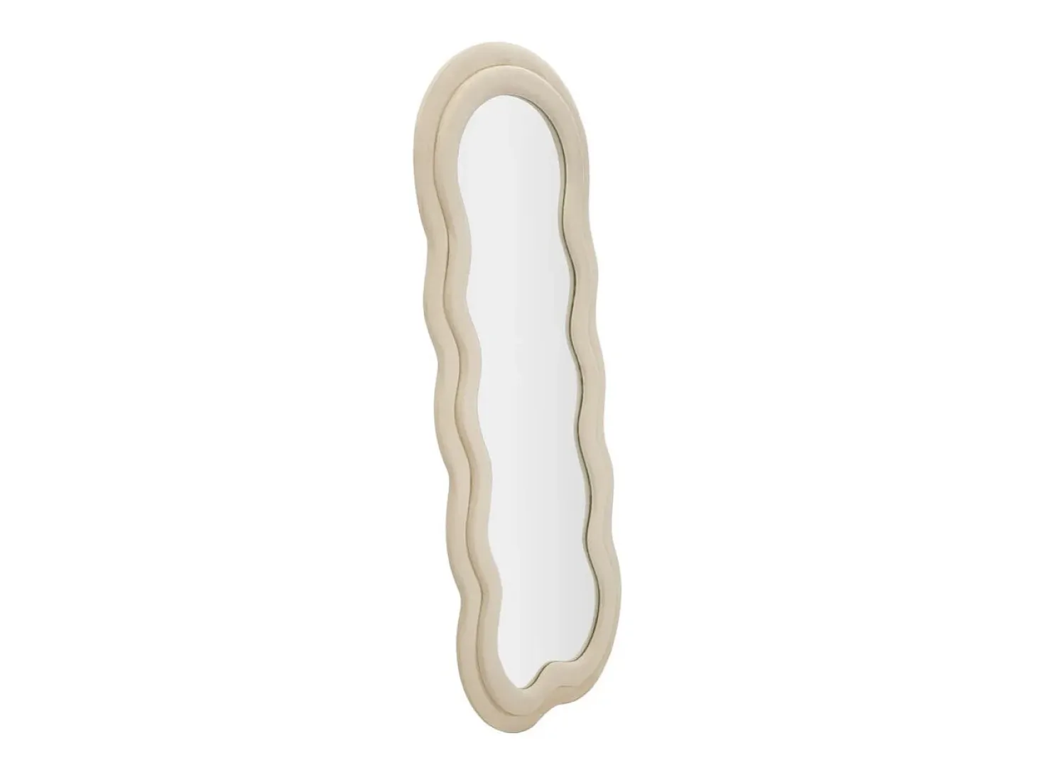 Espejo de pared o de pie diseño ondulado en terciopelo 60x160cm Miki - Crema