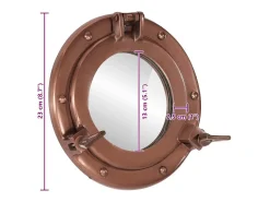 Espejo de pared ojo de buey Ø23 cm aluminio y cristal