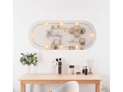 Espejo de pared ovalado con luces LED vidrio 40x90 cm ES504298