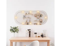 Espejo de pared ovalado con luces LED vidrio 25x60 cm ES884165