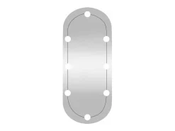 Espejo de pared ovalado con luces LED vidrio 30x70 cm ES683951