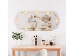 Espejo de pared ovalado con luces LED vidrio 45x100 cm ES801841