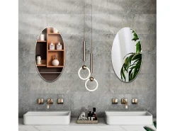 Espejo de pared ovalado sin marco, diseño moderno, para baño o dormitorio, 64 x 37 cm