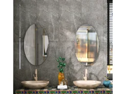 Espejo de pared ovalado sin marco, diseño moderno, para baño o dormitorio, 64 x 37 cm
