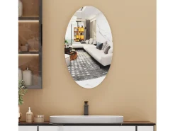 Espejo de pared ovalado sin marco, diseño moderno, para baño o dormitorio, 64 x 37 cm