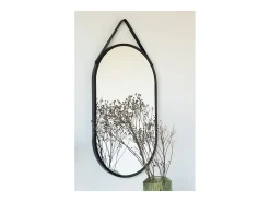 Espejo de pared ovalado TRAPANI de metal negro – L 35 x H 60 cm